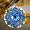 3D Eye Themed Metal Wind Chime Vibrant Blue White Geometric Design Indoor Outdoor Decor Perfect for Christmas Thanksgiving All Seasons