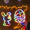 2025 пасхальные яйца кролика светодиодные присоски подвесные светильники гирлянда ABS украшения окна для помещений лампа G4F0
