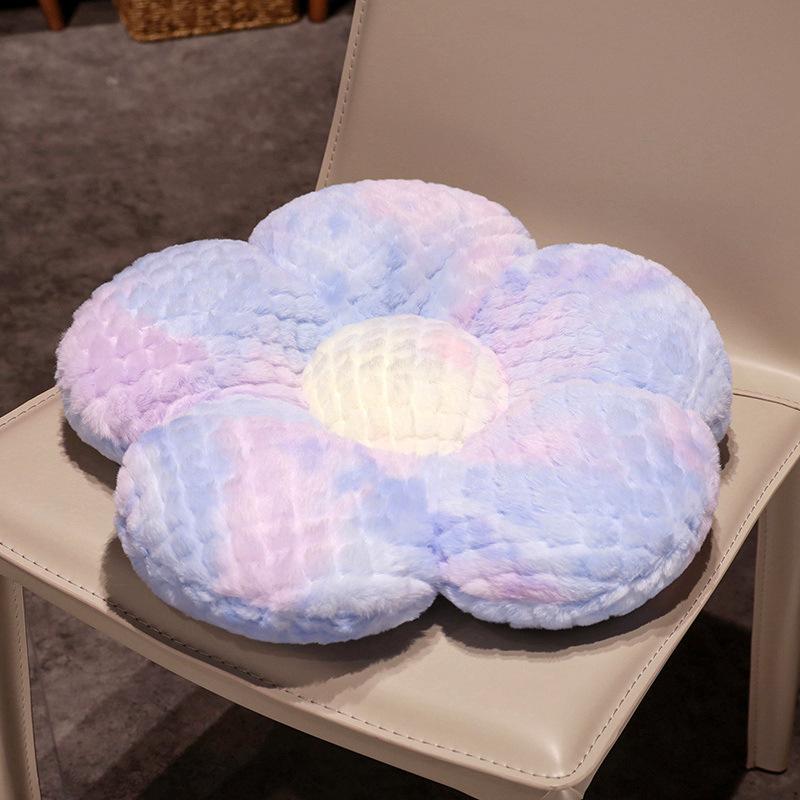 Подушка из кроличьего меха с тиснением в технике тай-дай, плюшевая подушка, подушка для сиденья, подушка для ворса, подушка для девочки
