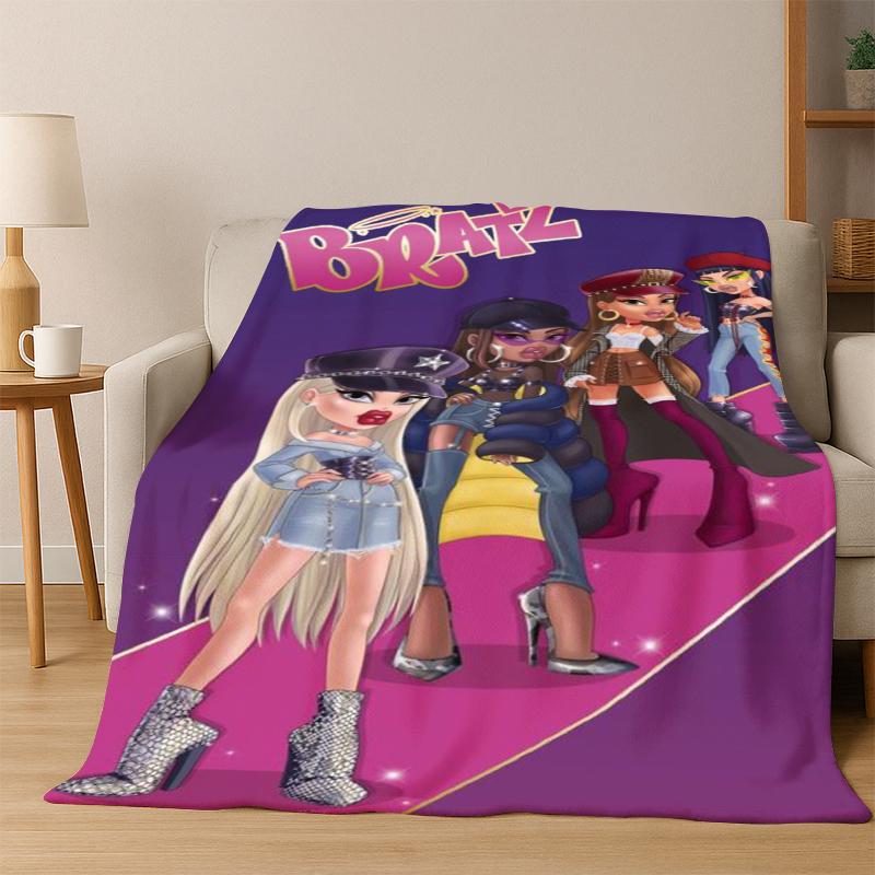 Cartoon Bratz Doll Cute Girl Flannel Blanket Soft Warm Blanket Throw Blanket for Bedroom Living Room Bed Travel Picnic Gift kid