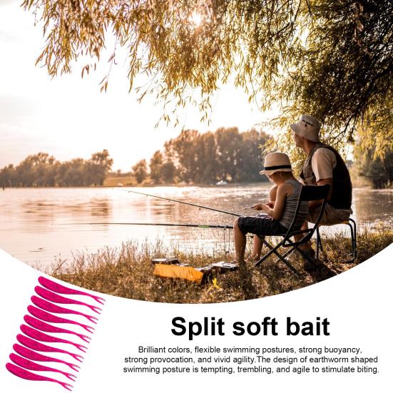 10 шт. 7,5 см Мягкая приманка Двойные раздвоенные хвосты Реалистичная Гибкая Длинная Цветная Пресноводная Морская вода Универсальная Искусственная Рыболовная приманка Свимбейт