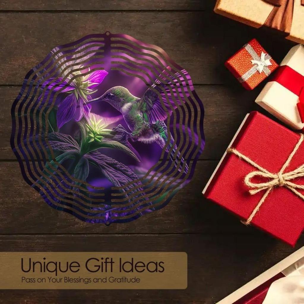 Diligent Hummingbird 2D Wind Spinner Metal Hanging Rotating Ornament for Indoor Outdoor Garden Decor No Power Required Easy to Install