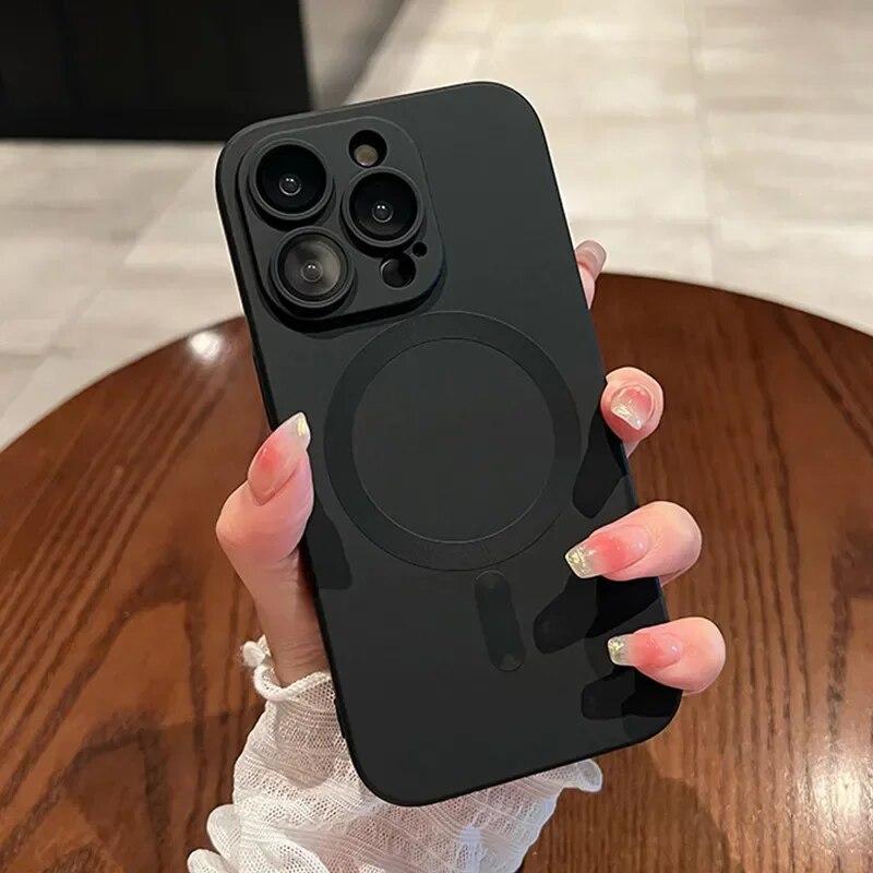 Матовая силиконовая пленка для линз с матовым покрытием, защитный чехол для IPhone 15 14 13 12 11 Pro Max Plus Magsafe, магнитный чехол для беспроводной зарядки