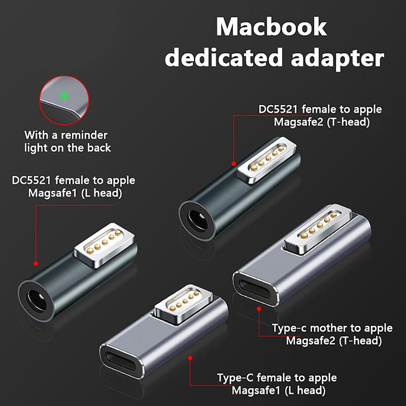140W Type C Magnetic Adapter For Apple Magsafe 1/2/3 For Macbook Air Pro 90Degree Elbow Usb C Female Fast Charging Converter