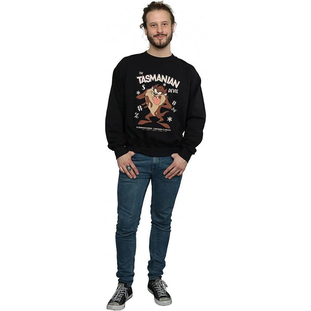 Looney Tunes Mens Tasmanian Devil Vintage Cotton Sweatshirt