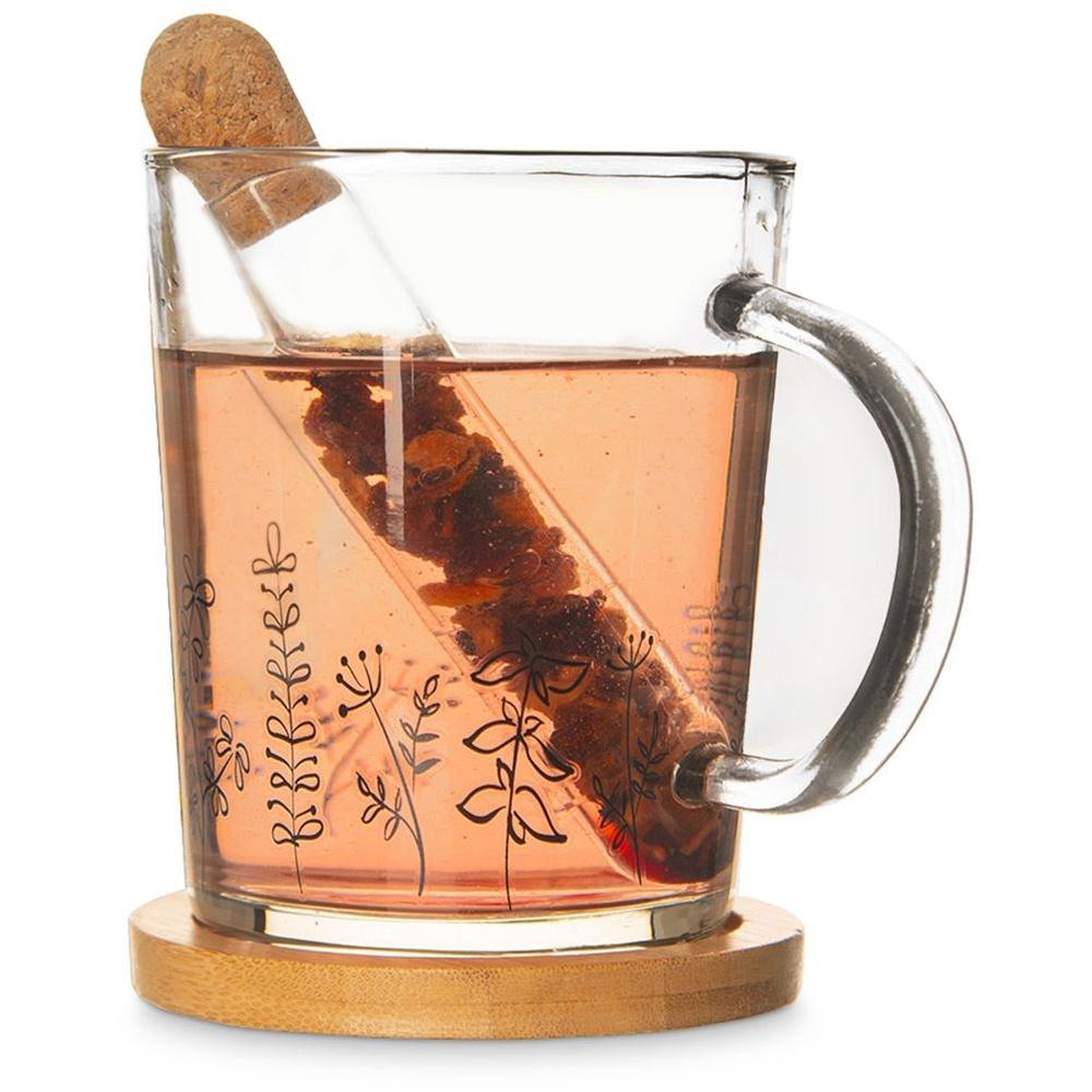 Large Mug + Herbal Tea Infuser with Bamboo Glass Stand