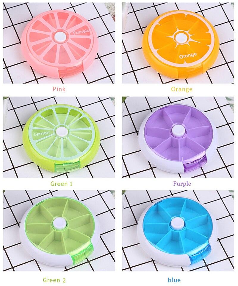 Rotating 7 Days Pill Container Lemon Pill Box Splitter Pill Organizer Medicine Box Travel Dispenser Pillbox Health Care Tools