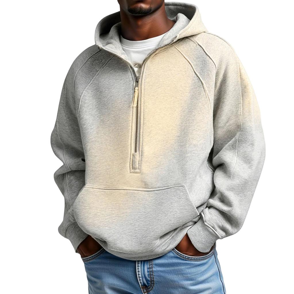 Men's  Long  Sleeves  Leisure  Sports  Half  Zipper  Hooded  Hood  Hoodie