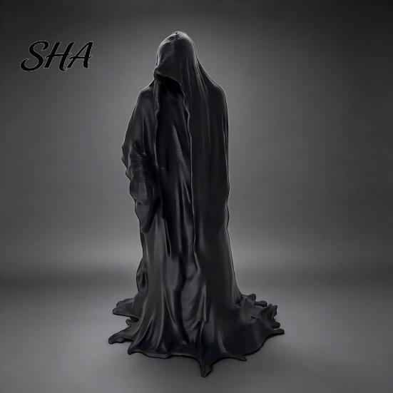 Exquisite Texture Statue 3D Printed Faceless Statue, Mysterious Hooded Figurine, Minimalist Art Sculpture for Desk Mystery Bookshelf, Dark Gothic Home