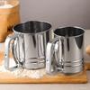 Flour Sieve Stainless Steel Flour Sifter Hand Cranking Flour Sifter Double Layers Powder Sugar Shaker with Hand Press Design