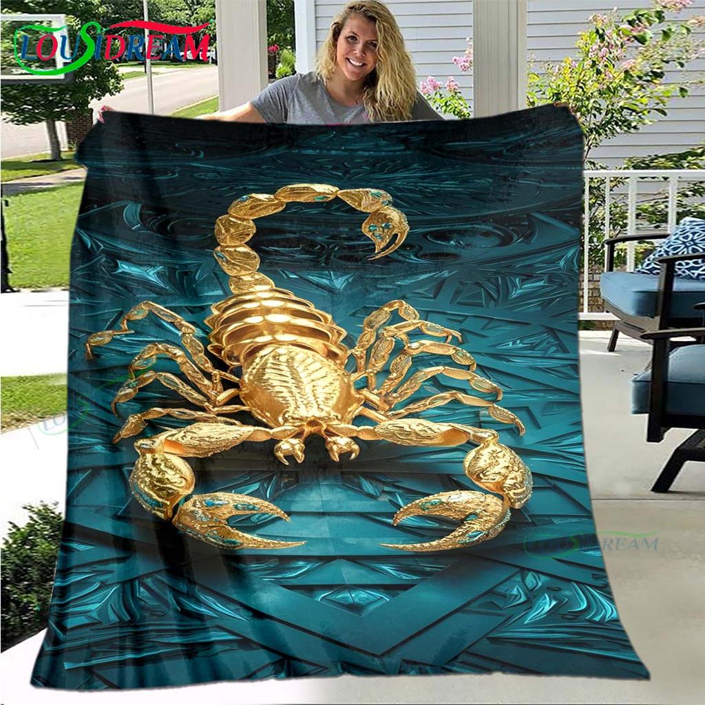 Теплое одеяло с узором скорпиона, тонкое фланелевое одеяло, портативное для дома, путешествий, офиса, одеяло для обеденного перерыва, подарок на день рождения