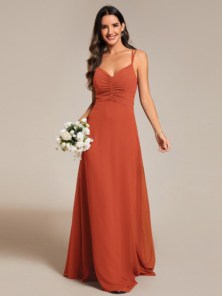 Ever-Pretty Women's Chic Adjustable Straps V-Neck Pleated Empire Waist Chiffon Bridesmaid Dress
