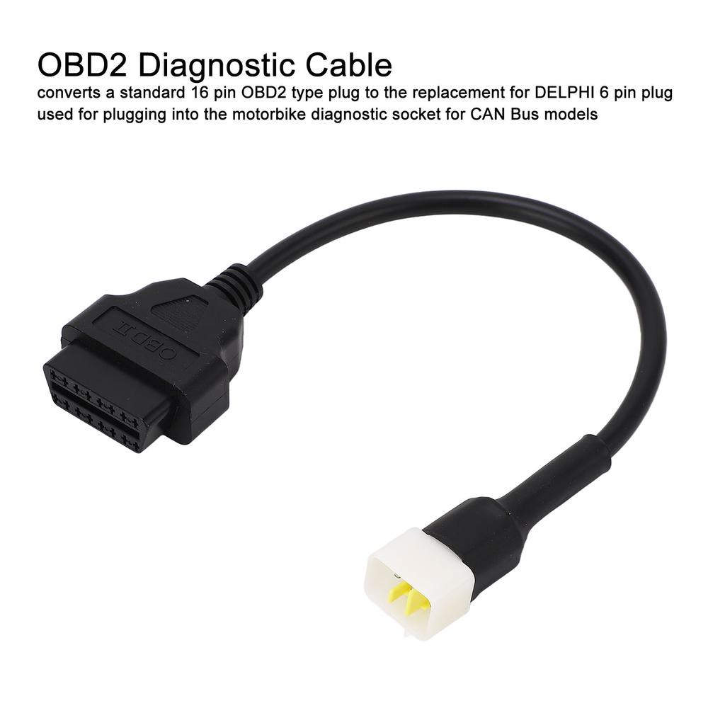 Диагностический кабель OBD2, 6-16-контактный OBD-адаптер для считывания кодов, сканер, соединительный кабель, замена кабеля для BENELLI TNT 135 25 300 для DELPHI