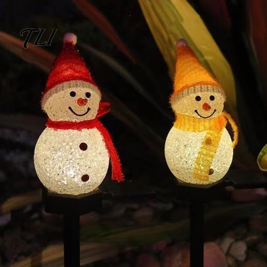 Durable Lawn Stakes for Winter 2Pcs Solar Snowman Garden Lights, Christmas Pathway Waterproof Festive Stake Lights LED Lamps with Yard