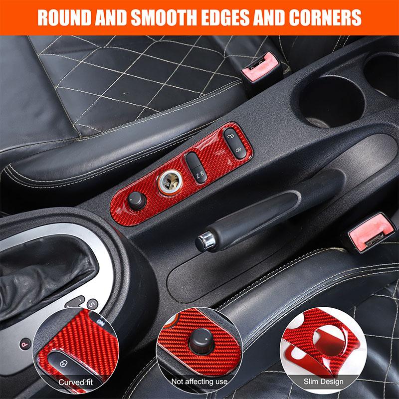 Real Soft Carbon Fiber Car Gear Shift Panel Door Lock Button Switch Frame Trim Sticker For SEAT Leon MK2 Altea 2005-2012
