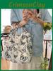 Large Capacity Lace Butterfly Canvas Tote Bag For Stylish Commute And Daily Use