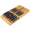 VaeFae Bamboo Knife Drawer Organizer, Knife Drawer Organizer Insert, Kitchen Drawer Knife Block for 12 Knives with Plus Slot for Knife Sharpener (No K