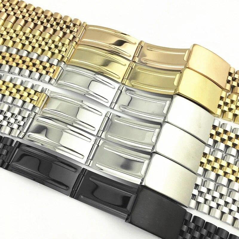 Ремешок для часов из нержавеющей стали, тон 13 мм, 17 мм, 18 мм, 19 мм, 20 мм, 21 мм, 22 мм, розовое золото, серебро, ремешок для часов, браслет-устрица