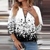 Women Casual Long Sleeve Basic Quarter Zipper Print Flowers Pullover Sweatshirts Casual Top Fall Clothes
