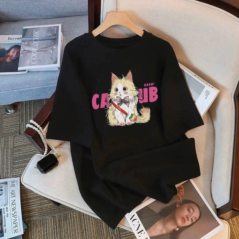 Футболка из чистого хлопка белого цвета с короткими рукавами для женщин на лето, новый большой размер, свободный дизайн, тонкий топ с короткими рукавами и принтом