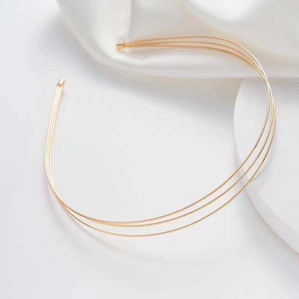 New Thin Gold Color Headbands Women Multilayer Alloy Hair Hoop Double Root Metal Hair Bands Hair Accessories Smooth Head Hoop