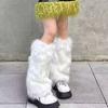 1 Pair Winter Calf Covers Faux Fur Fuzzy Anti-slip Solid Color Elastic Thickened Daily Wear Sports Outing Leg Warmers