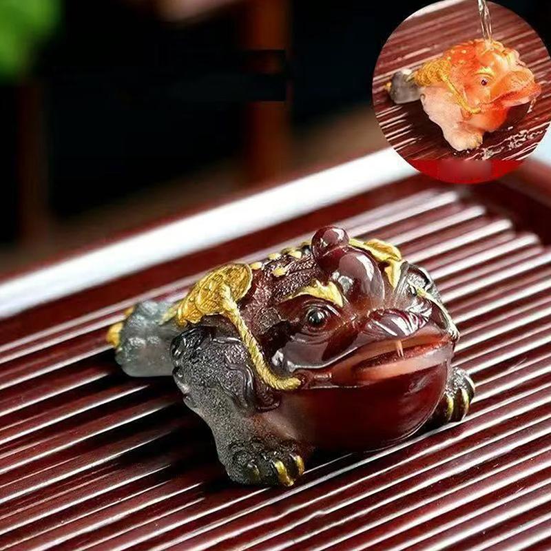 1 шт. Китайская полимерная меняющая цвет чайная фигурка питомец удачи милая золотая жаба украшения настольные изделия ручной работы домашняя декорация для чайного набора