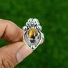 Gift For Her Natural TigerS Eye Stackable Flower Adjustable Ring 925 Silver