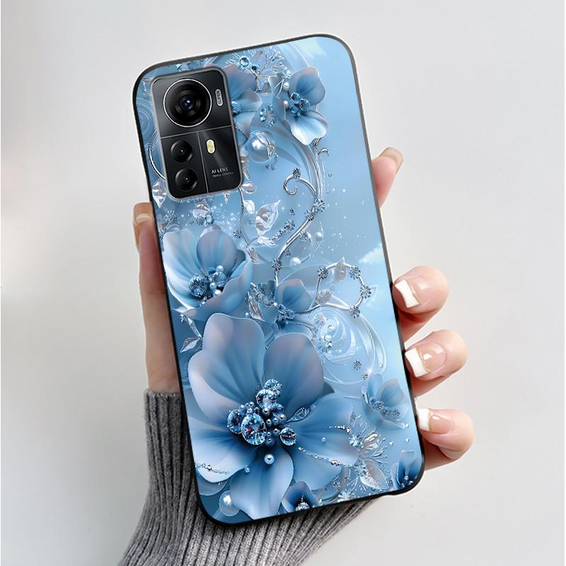 Чехол для ZTE Blade A72S A7050 Чехол-книжка для ZTE Blade V41 Роскошный модный с бабочкой и цветами Силиконовый мягкий черный бампер из ТПУ