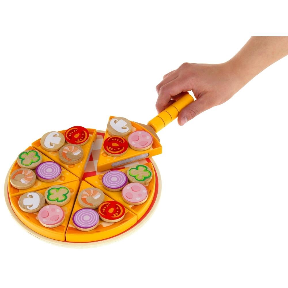 Wooden Pizza Cutter Toy Set with Tray Accessories