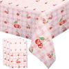 MEHOFOND 3 Pcs Pink Bow Baby Shower Table Cloth, Floral Coquette Sweet Girl Baby Shower Party Disposable Tablecloths Decorations, 108 x 54 Inch
