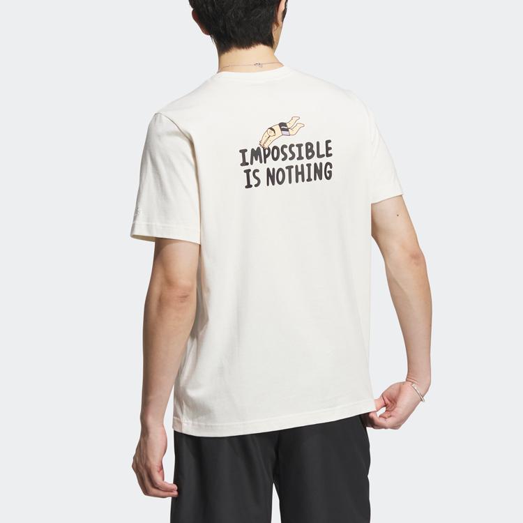 Adidas Мужская футболка с графическим принтом X SEEBIN и мультяшным принтом розово-белая IA8117