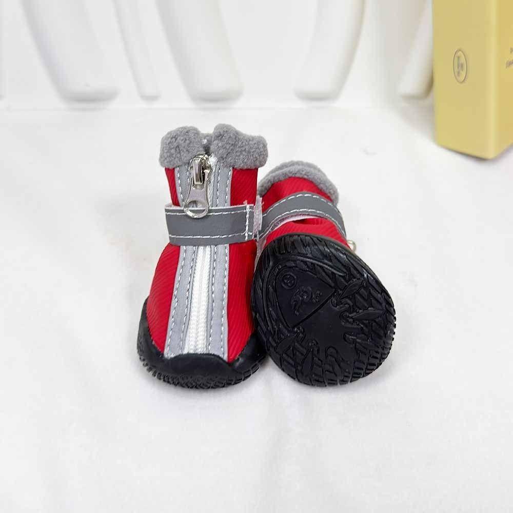 4pcs/set Thickened Winter Dog Shoes Waterproof Anti-slip Dog Boots Pet Snow Boots Adventure