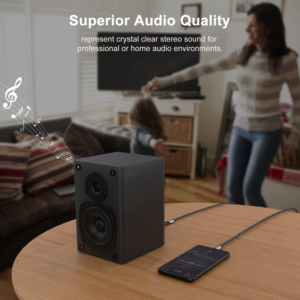 Аудиокабель-переходник MOSWAG Type C 2RCA длиной 1 м, оснащенный чипом ЦАП, качество звука HiFi, совместим с iPad Android (1 метр) Pro/Air4/mini 6/MacBook