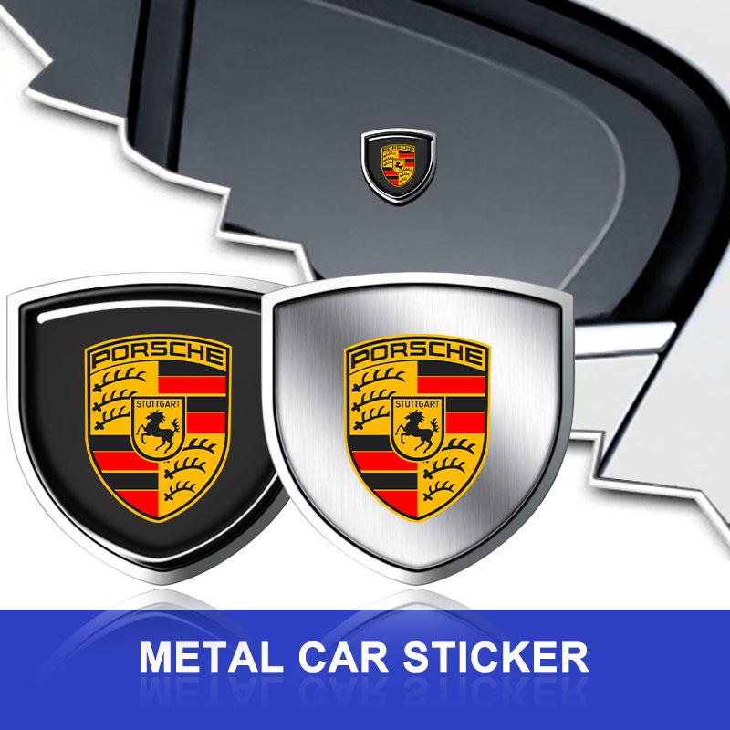1Pcs 3D Metal Auto Door Shield Emblem Car Body Badge Sticker For Porsche Boxster Cayenne Panamera Macan Cayman 911 918 996 917 991
