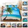 3D Beach Theme Home Bedding Set Summer Cool Vacation Style Quilt Cover Pillow Case 2/3 Pieces AU/DE/EU/US/UK Full Size Home Decoration