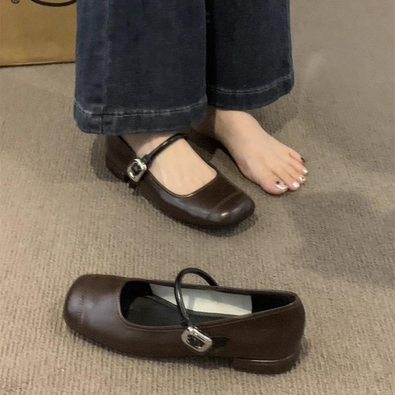 Silver Mary Jane Shoes for Women Spring New Flat Shoes Fashion Shallow Ladies Mary Jane Ballerinas Flat Heel Casual Ballet Shoes