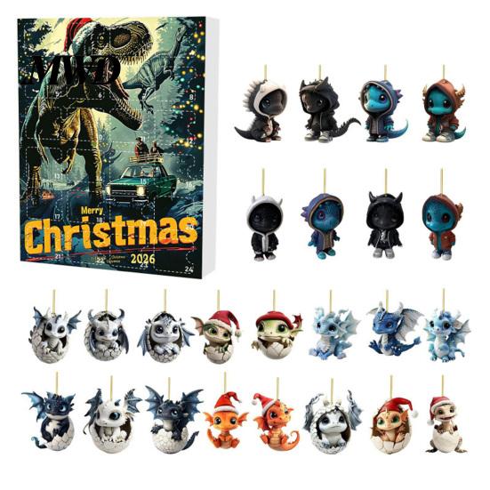 Collectable Dragon Figurines Set Advent Calendars 2026, 24 Days Christmas Countdown Calendar with Unique Souvenirs Gifts Acrylic Ornaments,