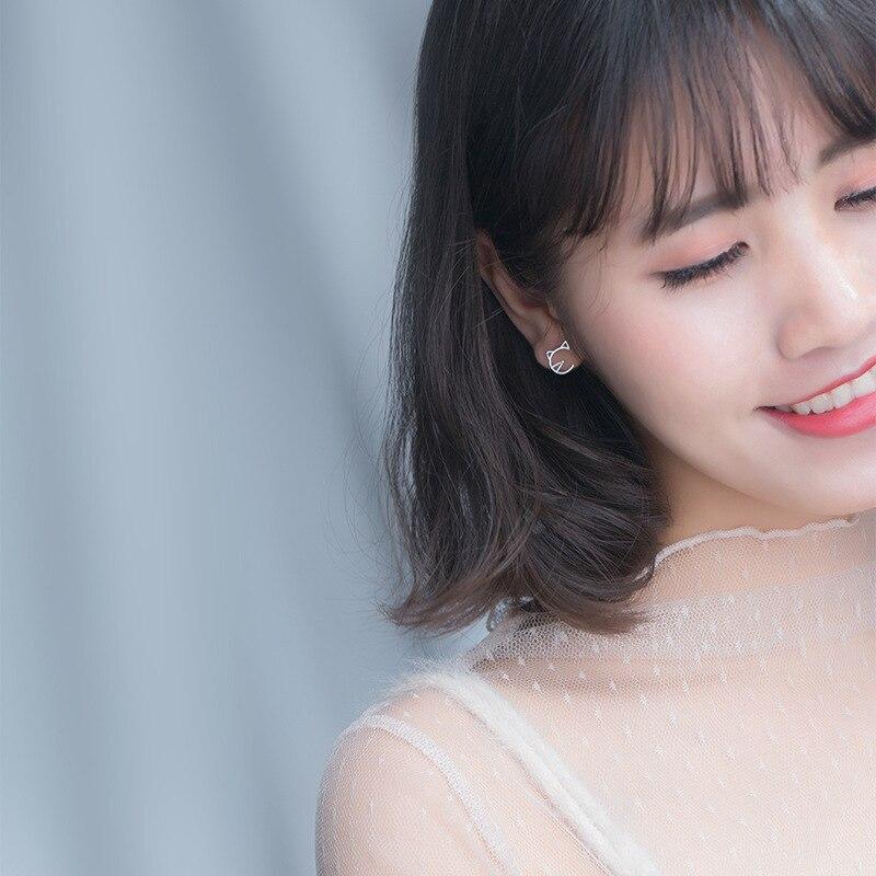 Fashion Silver Color Cute Cat Stud Earrings For Women Girls Wedding Personalise Hypoallergenic Jewelry Bijoux EH821