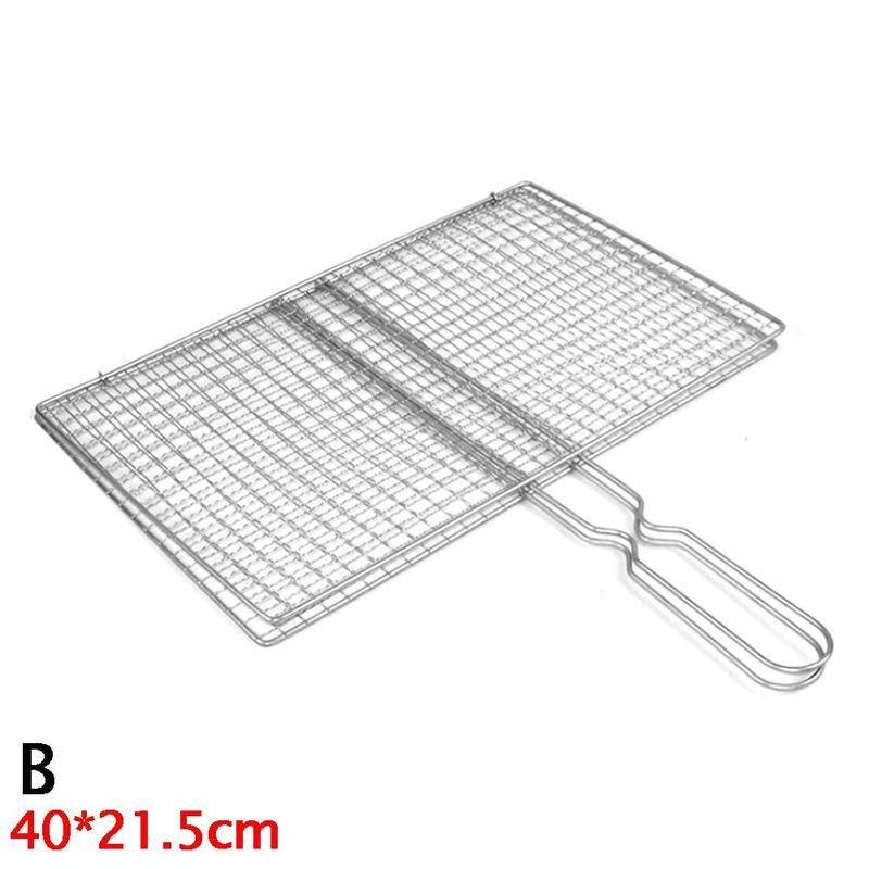 Barbecue Basket Stainless Steel Detachable Folding Square Grill For Roasting Fish Shrimp And Kabob Vegetables On The Stove