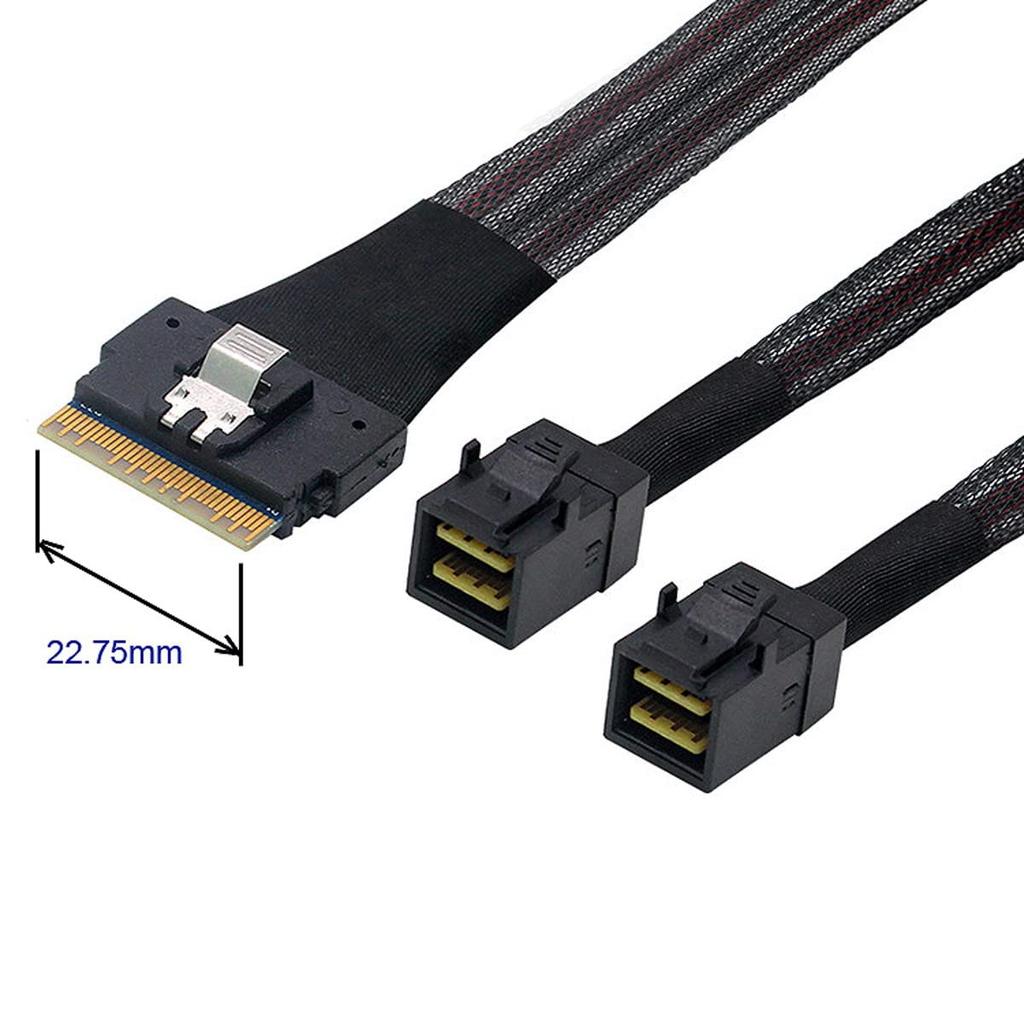 Cablecc Ultraport Slimline SAS Slim 8i to Dual 4i Mini SAS HD Cable PCI-E 4.0 SFF-8654 74-pin SFF-8643 PCI-Express