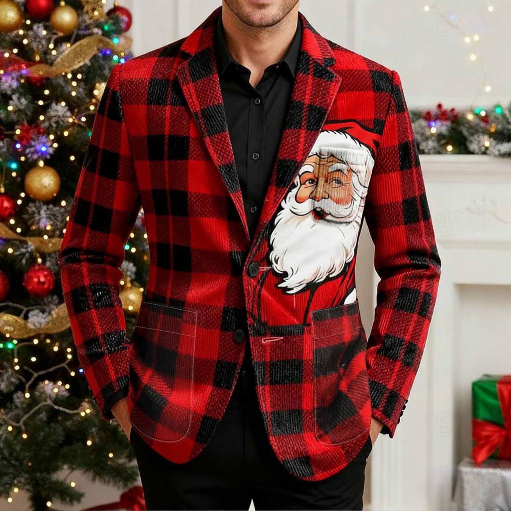 Men's Printing Corduroy Warm Pocket Suit Jacket Cardigan Men's Casual Suit