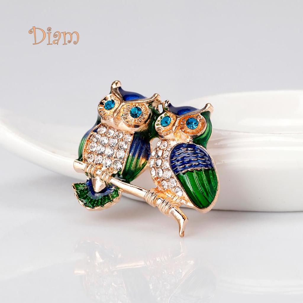 Брошь совы с горным хрусталем