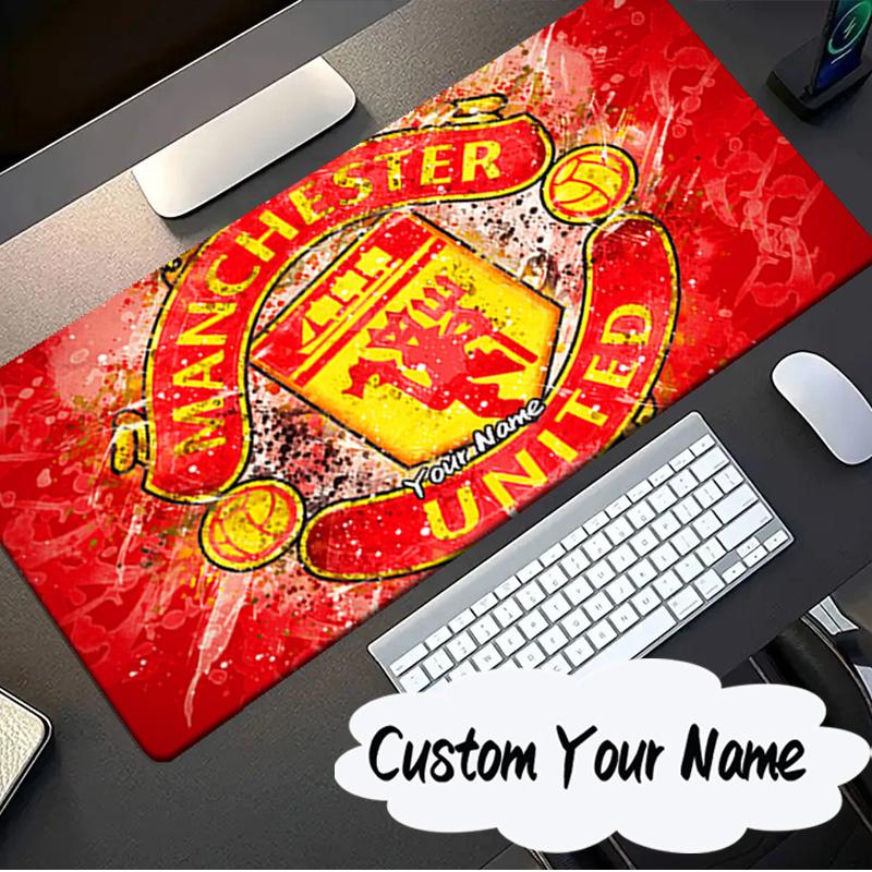 Custom Name Mouse pad Flaming Manchester Crest Mouse pad, Gaming Mouse Pad, keyboard pad, Desk Decor for computer notebook Fan Birthday Gift