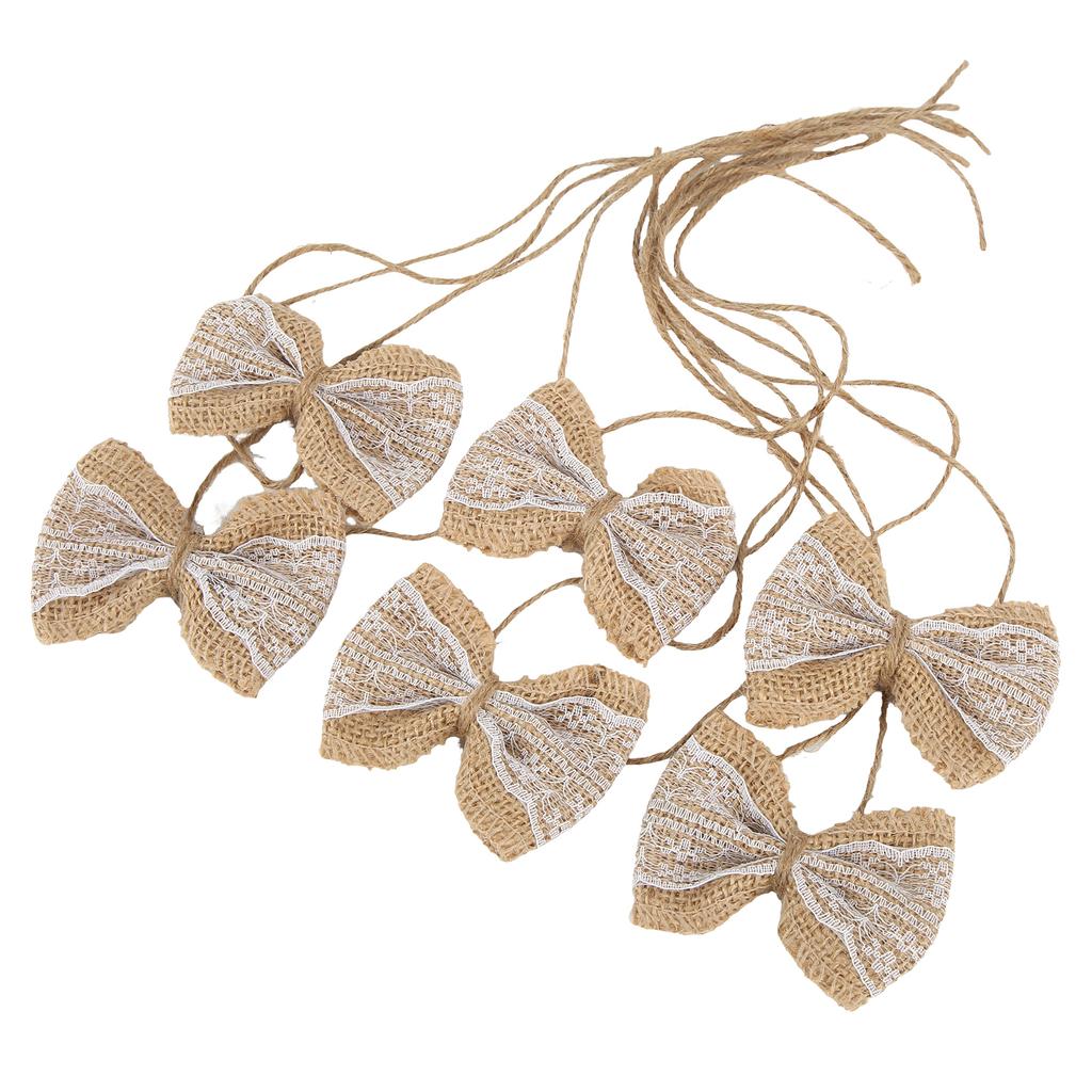 6 шт. бант из мешковины в деревенском стиле бант из мешковины кружевной бант своими руками для рождественской вечеринки свадьбы дома подарочная упаковка