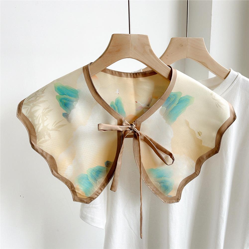 Beautiful Flower Sunscreen Shawl Scarf Decoration Fake Detachable Collar Protect Neck Shoulder Women Girl Dress Accessories