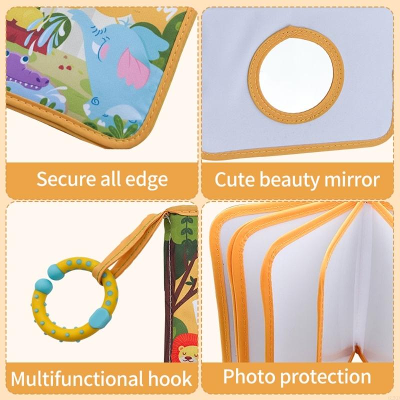 62KD Photo Book Baby Memory Book Soft Fabric Photo Album With Safety Mirror And Teething Circle For Newborns