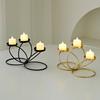 Cast Iron Candle Holder Decoration Home Office Living Room 3-Arm Candlestick Metal Tealight Candle Stand Dining Table Centerpiece Ornament