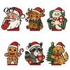 Decorative Character Figures 6Pcs Christmas Wooden Tabletop Ornaments, Stable Base Cartoon Animal/Santa Claus/Gingerbread Rustic Wood Ornaments