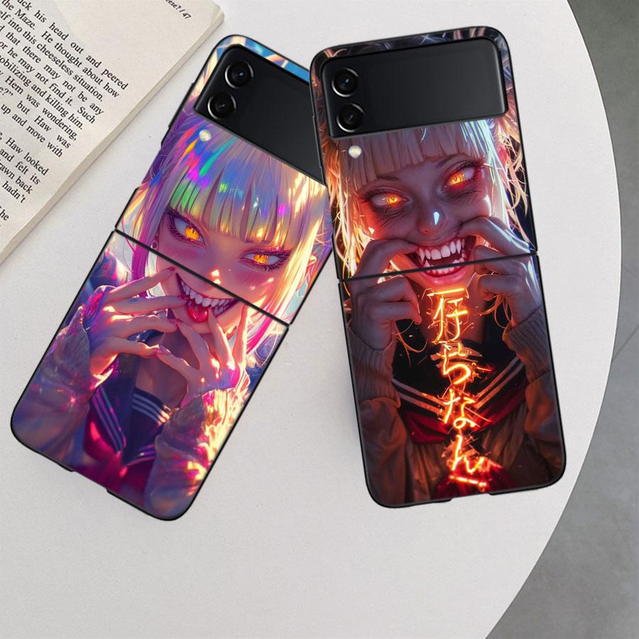 Чехол для телефона аниме Химико Тога для Samsung Z Flip 7 6 5G Galaxy Z Flip 5 4 3 Черный Жесткий Чехол-Крышка Роскошный ПК Корпус Coque